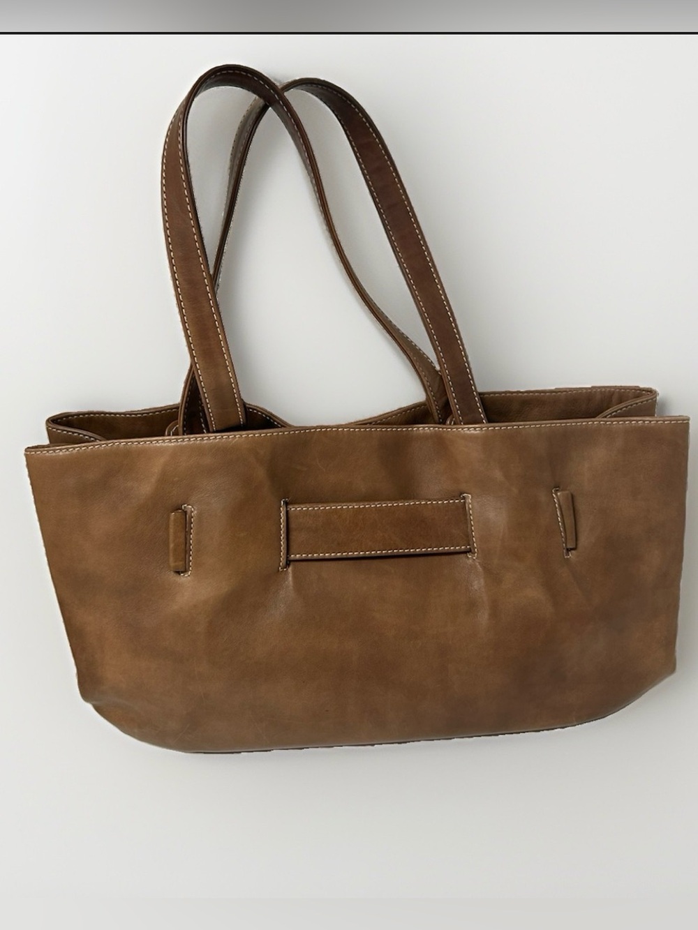 LAI Made in Italy Genuine Soft Brown Leather Tote Shoulder Bag Boutique Chic